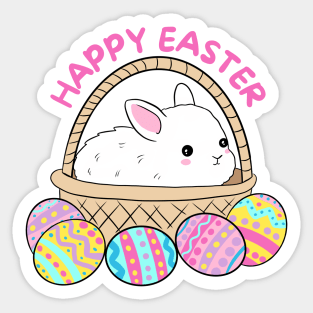 Happy easter a cute easter bunny in a basket Sticker